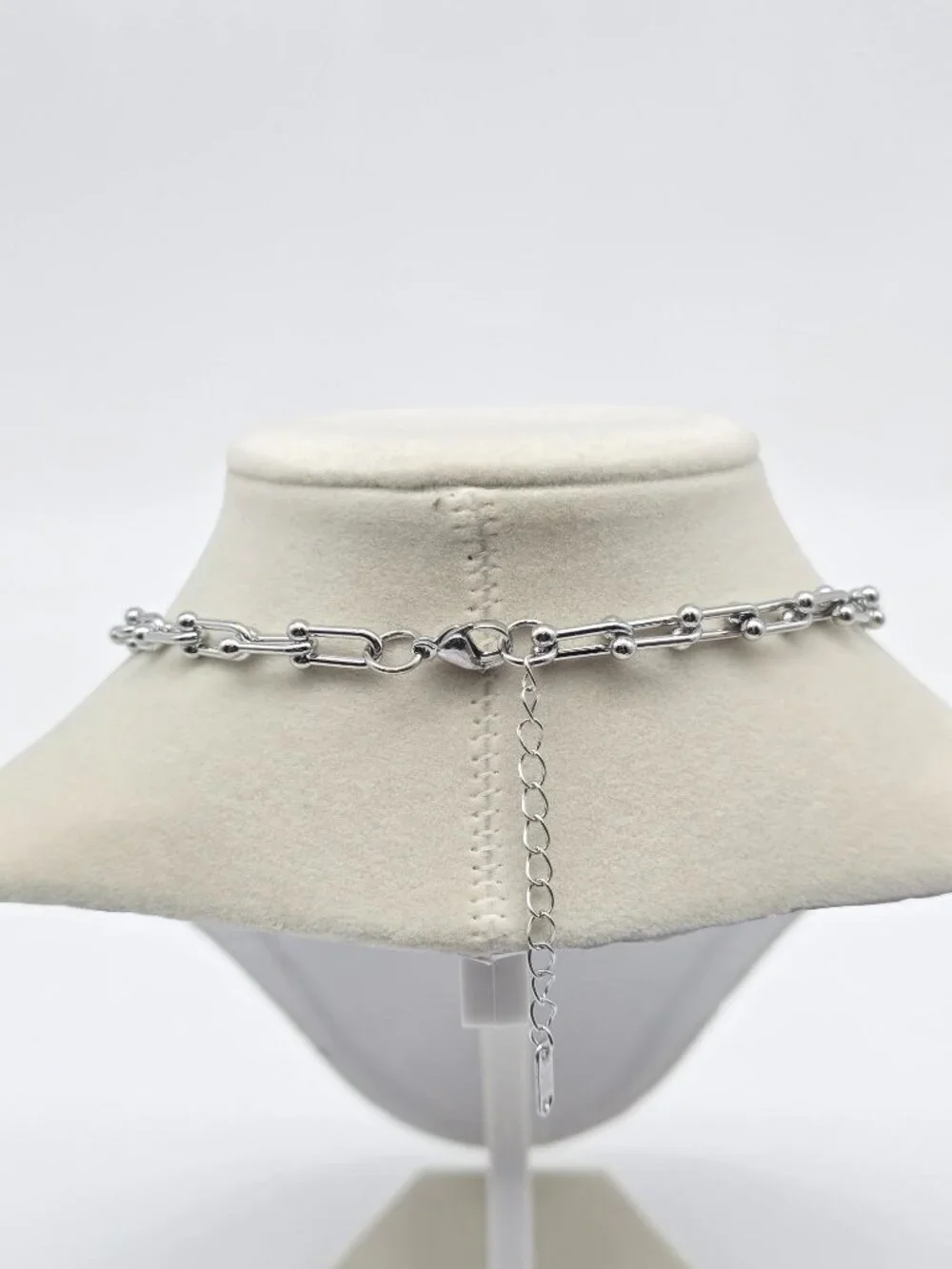 Stainless Steel Horse Shoe Chain with Authentic Louis Vuitton Silver Padlock